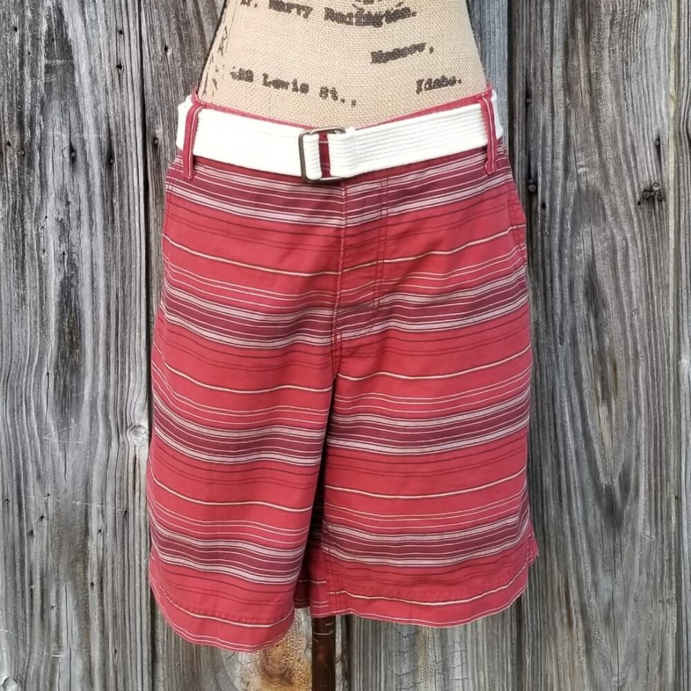 Red Striped Khaki Shorts Mossimo Men's Size 40 White Belt Casual Cotton Short